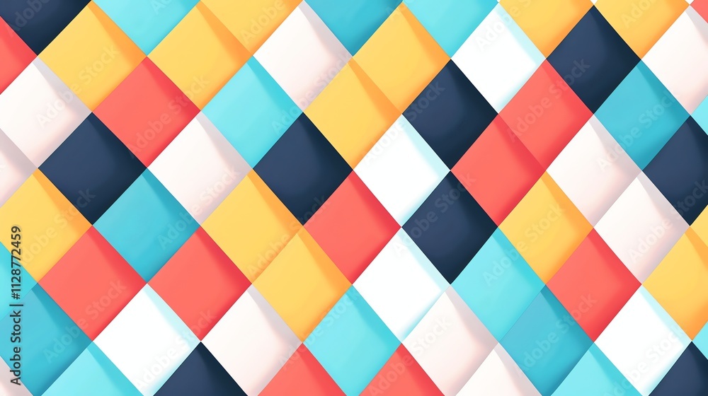 Aufkleber abstract geometric pattern of colorful squares arranged in a diagonal pattern.