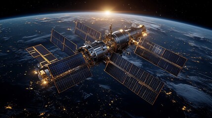 Elegant Satellite Solar Panel Deployment Capturing Energy from the Sun in Outer Space