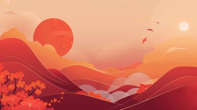 New Year's theme against a red background