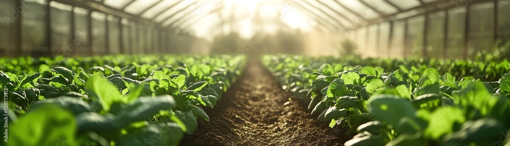 Leinwandbilder A smart farm where a farmer analyzes realtime data on a tablet, using AI to monitor and control automated systems for sustainable and efficient agricultural practices