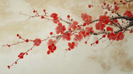 Red plum flower in blossomChina