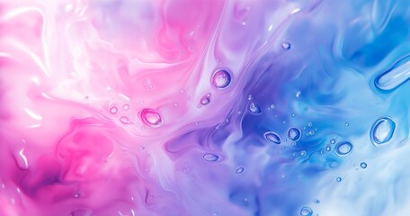 Fototapeta premium Abstract Pink and Blue Fluid Background with Bubbles