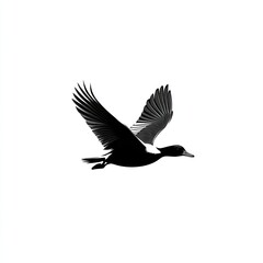 Obraz premium Black and white illustration of a duck in flight.