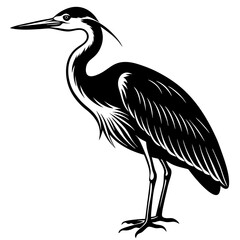 Fototapeta premium Heron bird vector: generative AI line art design for professional and creative projects.