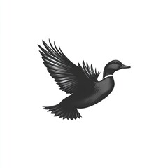 Obraz premium A grayscale illustration of a duck in flight.
