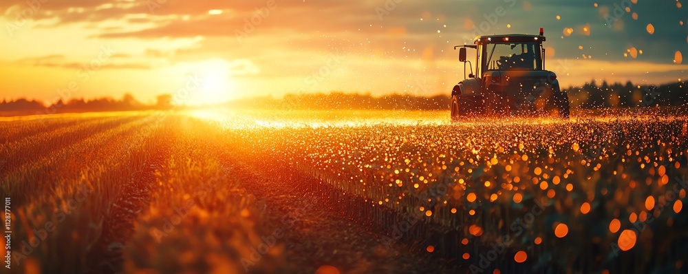 Aufkleber A farmer using AIpowered technology on a tablet to analyze data, monitor crops, and control automated systems in a smart farming network for modern agricultural innovation