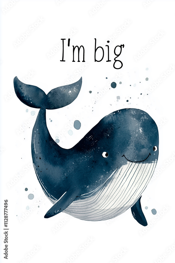 Fototapete centered is a charming whale with the text 