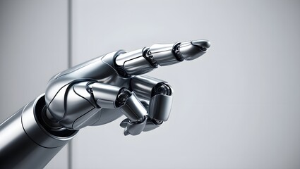 Futuristic Robot Hand Pointing with Metallic Precision