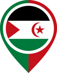 Fototapeta premium Map Icon Inside Sahrawi Arab Democratic Republic Flag