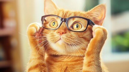 Amused Skepticism: A Comical Cat's Dubious Pensive Expression