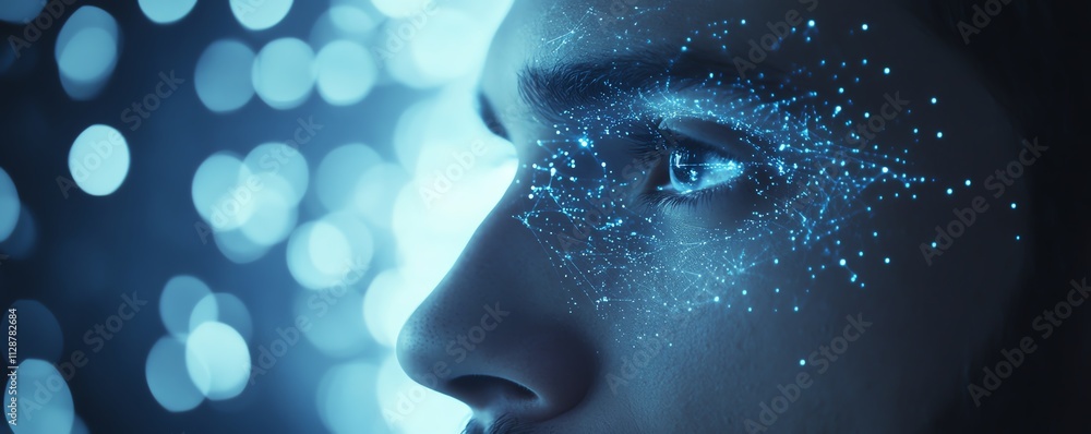 Aufkleber a man utilizing digital technology for internetbased global connections, empowering business decisio