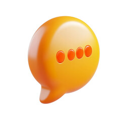 3D icon of yellow chat bubble with red dots isolated on transparent background