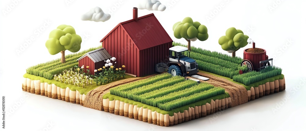 Poster A modern agricultural setting where a farmer uses AIdriven tools to monitor and control automated systems, optimizing crop health and farm productivity through data analysis