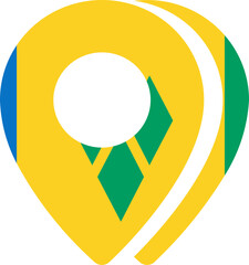 Saint Vincent & The Grenadines flag on Map Icon
