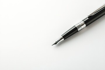 Elegant fountain pen on clean white background.