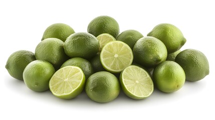 A Group Of Fresh Green Limes Ready To Use