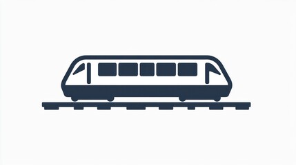 Modern Train Icon on Railway Tracks Illustration