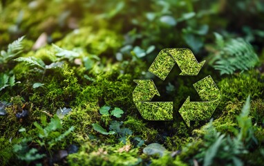 Sustainable design concept with an ecofriendly symbol icon, highlighting the conservation of natural resources and renewable energy for a green environment