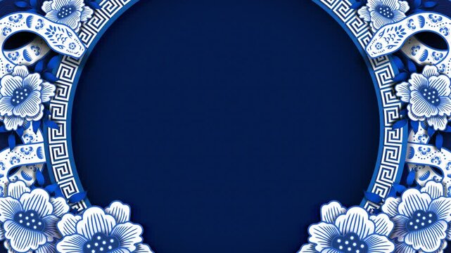 Chinese new year background for 2025 year of the snake motion graphic design with oriental style decoration and copy space in white and blue color