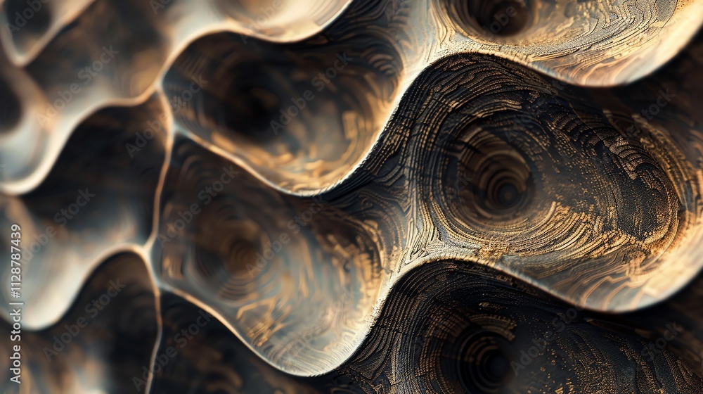 Aufkleber a close-up of a wooden surface with a wavy pattern and a circular texture.