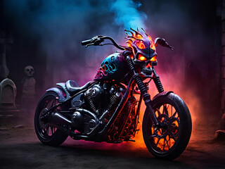 halloween ghost riding a bike graphic,Ghosting,mage of a skull riding a BMX bike,Mountain biker catches air off of a jump,scary skull ghost bike