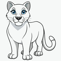 Puma vector illustration, cartoon clipart character, animal in flat style.