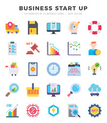 Business Start Up elements. Flat web icon set. Simple vector illustration.