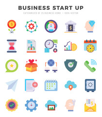 Business Start Up Flat icons collection. 25 icon set in a Flat design.