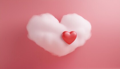 Fototapeta premium Valentine Background with 3d cloud and 3d heart