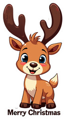 Cute reindeer cartoon in Christmas time. Vector illustration.