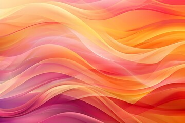 Flowing pink and orange translucent fabric, Abstract background with abstract wave patterns using gradients from warm shades of orange, pink and yellow.
