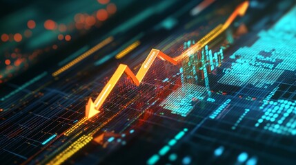 Dynamic financial market trends digital analytics dashboard data visualization tech environment close-up view market insights