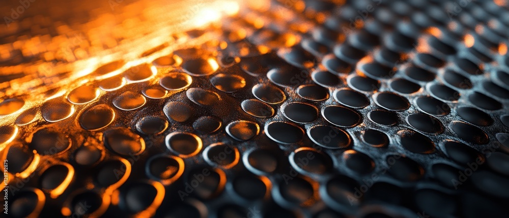 Aufkleber textured surface with circular patterns illuminated by warm light
