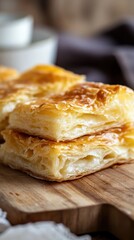 Golden Flaky Pastry: A Close-Up of Delicious Homemade Cheese Pastry