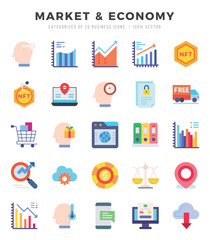 Set of Market & Economy Icons Flat icons collection.