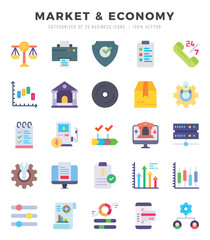 icons set. Market & Economy for web. app. vector illustration.