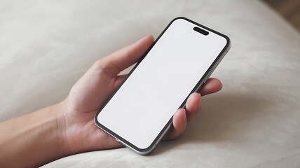 Realistic Smartphone Mockup 3D Render with Blank White Screen