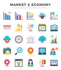 Market & Economy. Flat icons Pack. vector illustration.