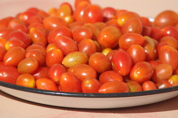 Small Red Tomatoes Close up, Grape Tomatoes