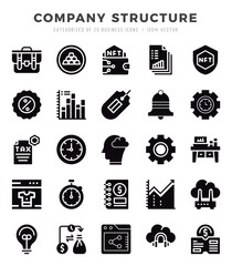 Set of Company Structure Icons Glyph icons collection.