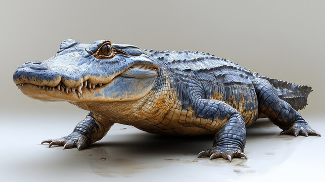 A large dark-gray and tan alligator