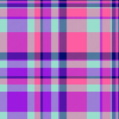 Canvas vector seamless textile, doodle plaid texture check. Goose foot pattern fabric tartan background in teal and pink colors.
