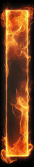 Fototapeta premium Fiery vertical frame with bright and vibrant flame effect on a black background