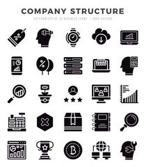 Company Structure Icons bundle. Glyph style Icons. Vector illustration.