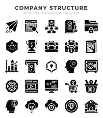 Set of 25 Company Structure Glyph Icons Pack.