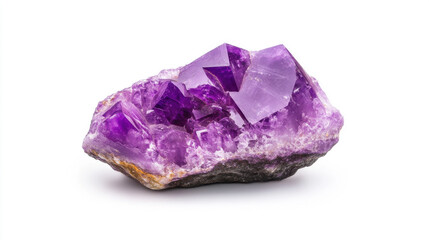 Fototapeta premium Amethyst Crystal: A captivating close-up of a natural amethyst crystal, showcasing its vibrant purple hues and intricate formations, exuding a sense of tranquility and beauty. 