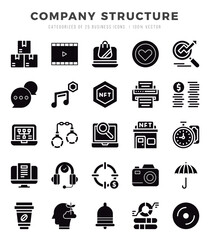 Set of Company Structure Icons. Simple Glyph art style icons pack.
