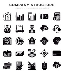 Set of Glyph Company Structure Icons. Glyph art icon. Vector illustration
