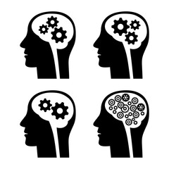 Head icon set, vector icon on white background