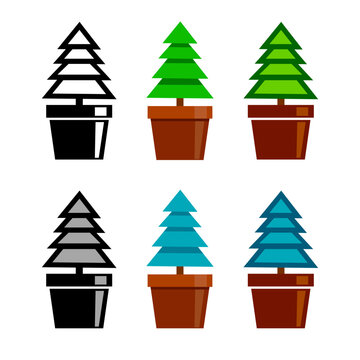 Conifer icon set, vector icon on white background